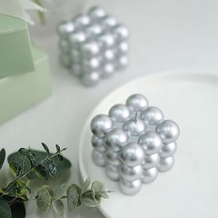 2 SILVER Bubble Cube Unscented Paraffin Wax CANDLES Wedding Centerpieces Events