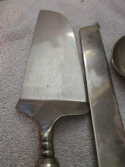 Cake Server Set & Ice Cream Scoop w/ Glass Bead Handles Vintage ~ India