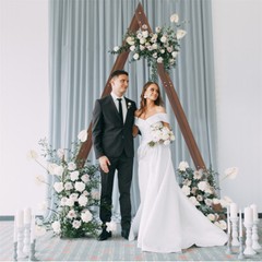 Triangle Wedding Ceremony Arch Wooden Backdrop Stand Heavy Garden Arbor Frame