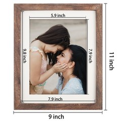 8×10 Brown Picture Frames Set of 4, Display Pictures 6×8 with Mat or 8×10 Wit…