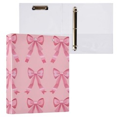 3 Ring Binder Cute Pink Bow 1.5 Inch, Coquette Binders with Clipboard and PVC…