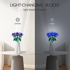 Rose Flower Bouquet Building Set with Lights – DIY Artificial Plant Gift for Wom