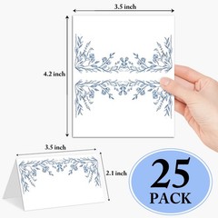 Blue Floral Place Cards Tent Name Seating Seating Label Banquet 25 PCS Set