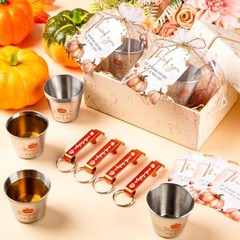 Vesici Sets 50 Sets Baby Shower Favors 1.5 oz Stainless Steel Shot 25 Orange