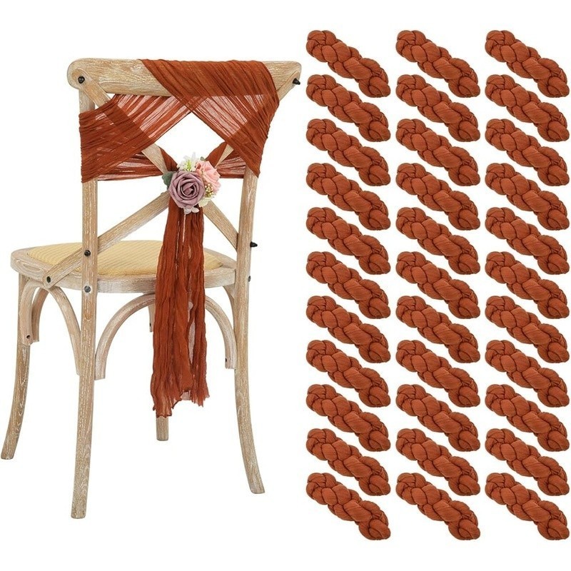 50 Pieces Cheesecloth Chair Sashes Wedding Party Decoration Durable Elegant New