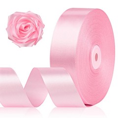 1-1/2 Inch 100 Yards Pink Satin Ribbon, Solid Fabric Ribbon Roll for Flower B…