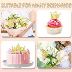 Flower Bouquet Accessories Set: 5 Mini Crowns, 36 Butterflies & 100 Pins (Gold)