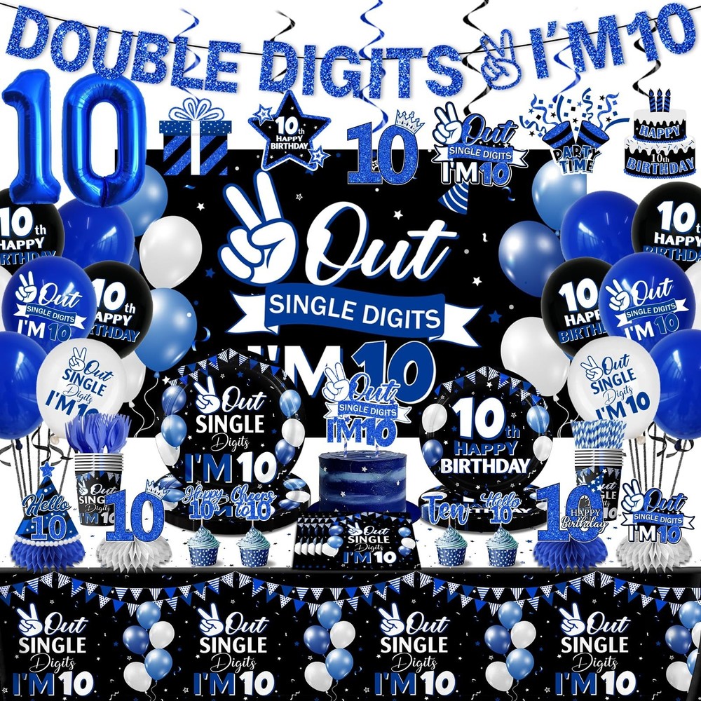 10th Birthday Decorations for Boys,152pcs 10 Year Old Birthday Decorations Do…