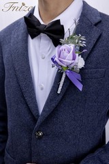 Fnize Purple Corsage and Boutonniere Set for Bride Groom Bridesmaids Groomsme…