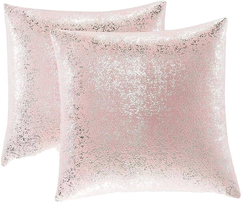 2 – Shining & Starry 22 x 22 Inches Throw Pillow Covers (Silver- Light Pink)