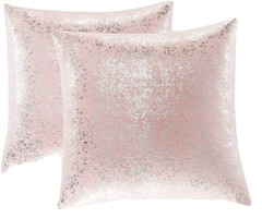 2 – Shining & Starry 22 x 22 Inches Throw Pillow Covers (Silver- Light Pink)