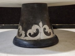 GG Gracious Goods Inlaid Metal Cake Stand with Marble Top