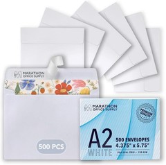 MOS A2 White Envelopes 4.4 x 5.75 Inch 500 Pack — Self-Seal A2,