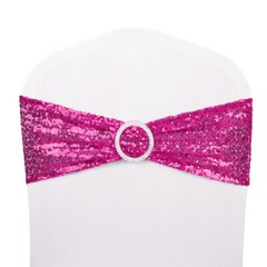 50Pcs Sequin Chair Sashes Spandex Glitter Chair Bows Bands Wedding Banquet Decor