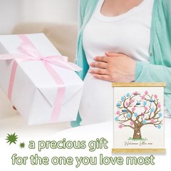 Gender Reveal Fingerprint Tree Canvas Guest Books, Baby Shower Decorations, G…