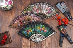 4 Pieces Folding Hand Fans Church Wedding Gift, Party Favors, DIY Decoration Gif