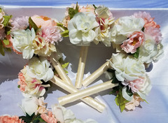 Wedding bouquet- set peach blush Ivory flowers 20 pieces
