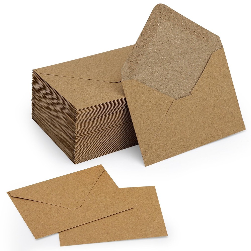 100 Pack 4 x 2.75″ Mini Envelopes 120GSM Gift Card Kraft Small, Kraft-100