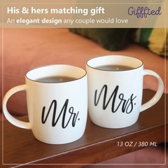 Triple Gifffted Mr and Mrs Coffee Mugs Couples Gifts Ideas for Christmas Wedd…
