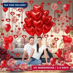 Heart-Shaped Aluminum Foil Balloon,Red Latex balloons,Confetti Balloon,Fake Peta