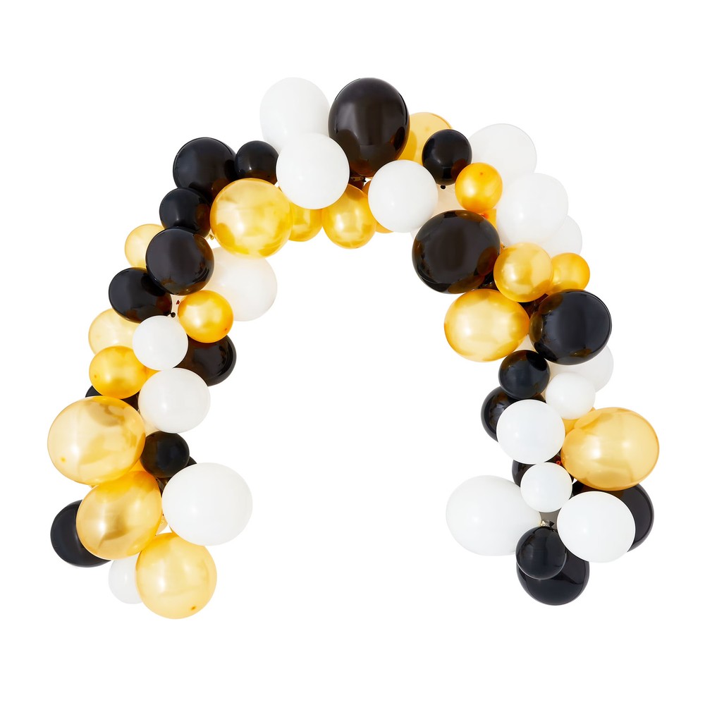 Black/White/Gold Balloon Garland, 76 Pieces,