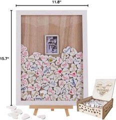Personalized Wedding Guest Book Frame – 100 Wooden Hearts for Keepsake Memories