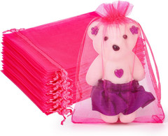 100Pcs Organza Bags, White 4X6(10X15Cm) Satin Drawstring Organza Pouch Wedding P