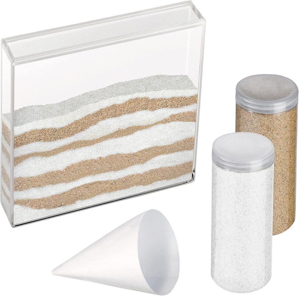 Acrylic Unity Ceremony Set with 2 Containers of Colored Sand, 1.25″, Clear,Us852