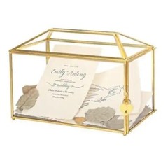 REDHUGO 12.6×5.9×9 inches Large Glass Card Box Handmade with Slot and Lock,