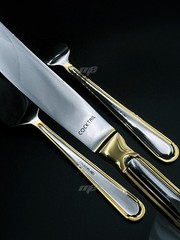 24k Gold Wedding Cake Server Set Personalized Name Knife & Fork Premium Gift Box