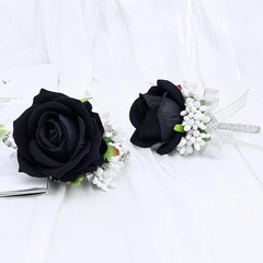 Rose Black Corsage and Boutonniere Set for Weddings and Special Occasions