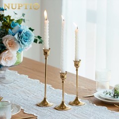 2 Sets(6 Pcs) Brass Gold Metal Taper Candle Holders 2 sets (6 pcs),