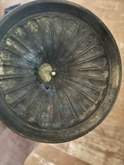 Brass & Etched Glass Vintage Ashtray Centerpiece 16 IN.