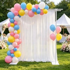 Double Crossbar Backdrop Stand Adjustable Background W16xL87xH87 in White