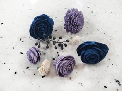Lavender Navy Blue Bridal Bouquet Sola Wood Bridesmaid Purple Wedding Flowers