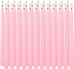 YOROXRG 24 Pink Taper Candles, 7-8 Hr Burn, Unscented, Smokeless, .75″x10″