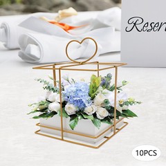 Gold Square Iron Basket Set of 10 20 × 6.5 cm Centerpiece Vases for Wedding