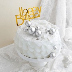 12 SILVER Faux Pearl Balls Cake Topper Picks Cupcake Decorations Wedding Home