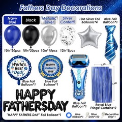 Fathers Day Decorations with Royal Blue Fringe Curtain Foil Balloon Navy…