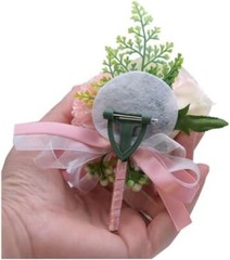 2 Pack Silk Flower Wrist Corsage & Boutonniere Set for Wedding Decor Red 3″