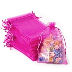 100PCS Organza Bags, 4×6 inches (10x15cm) Small Mesh Bags Drawstring Hot Pink
