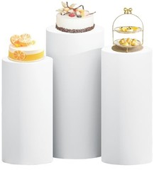 White Cylinder Stand Cover Spandex Cylinder Pedestal Cover Set of 3 Pure White