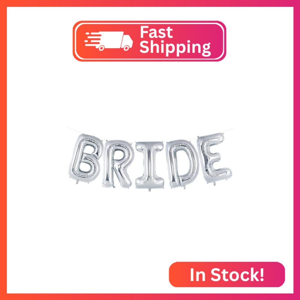 40 Inch Silver BRIDE Balloons, Giant Bride To Be Balloon, Letter Balloons for Ba