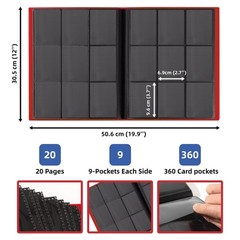 Card Binder, 9 Pocket Trading Card Album Folder, 360 Side Loading Pocket Bind…