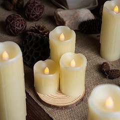 LED Flickering Flameless Melting Ivory Timer Candles, Set of 6 Faux Dripping