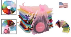 50pcs Mixed Color Organza Bags – Elegant Drawstring Gift Pouches 3.54»x4.33»