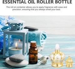 DOITOOL 2 Pcs Glass Water Bottles Refillable Essential Oil 0.3 Ounces, Golden
