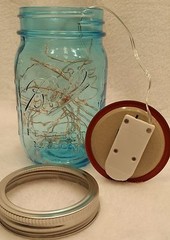1 Pair Blue Pint Vintage Style Mason Jar w/ 30 Copper-wired Fairy Lights Lantern