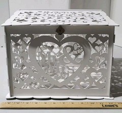Rustic Mr & Mrs. Wedding Money Box Holder, Lock Slot, Lock & Key, Card Sign, New