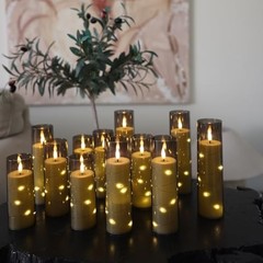 Flameless Candles with Recessed String Light, Battery Operated Grey#12*1
